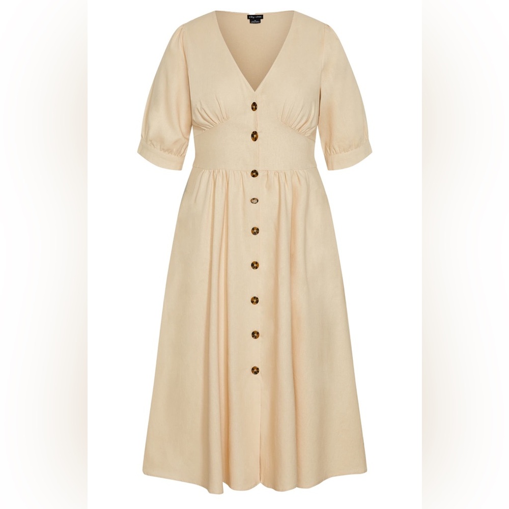 City chic midi dress fit & flair Womens 14 linen blend cottagecore Peplum casual